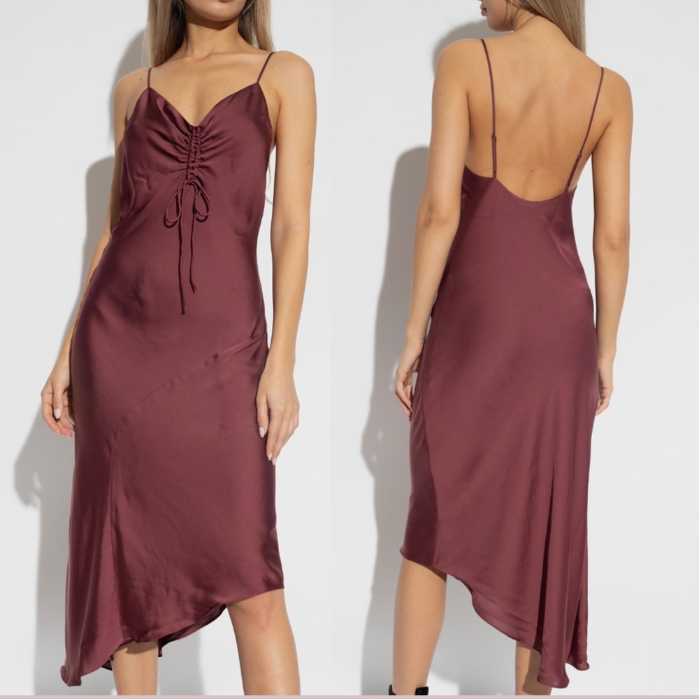 AllSaints Alexia Asymmetric Slip-dress, Urban Mauve, Size 6